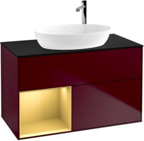 V&B Waschtischunterschrank Finion 100 Wandbeleuchtung in Blau glänzend B: 100 cm, H: 50,1 cm, T: 50,1 cm - Bild 1
