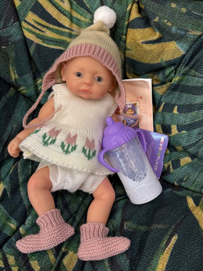 Aizwa Reborn Baby Puppe Mädchen aus Silikon mit offenen Augen, Mehrfarbig, Größe: 25,4 cm - Bild 2