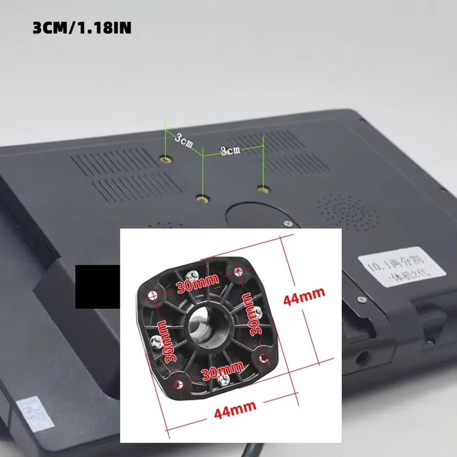 Universelle Kugelhalterung aus Stahl für Fahrzeugmonitore in Schwarz, 180 Grad drehbar für Bildschirme von 7 bis 10,36 Zoll, Armaturenbrett- und Desktop-Halterung - Bild 3