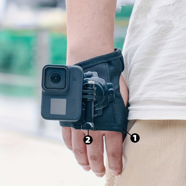 GoPro Handgelenkschlaufe 360-Grad-Gürtelhalterung Zubehör in Schwarz für DJI OSMO Action und Insta360 - Bild 1