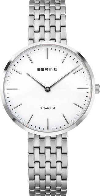 Bering Damenuhr Titanium, Quarz, 34 mm, Weiß, 5 ATM - Bild 1