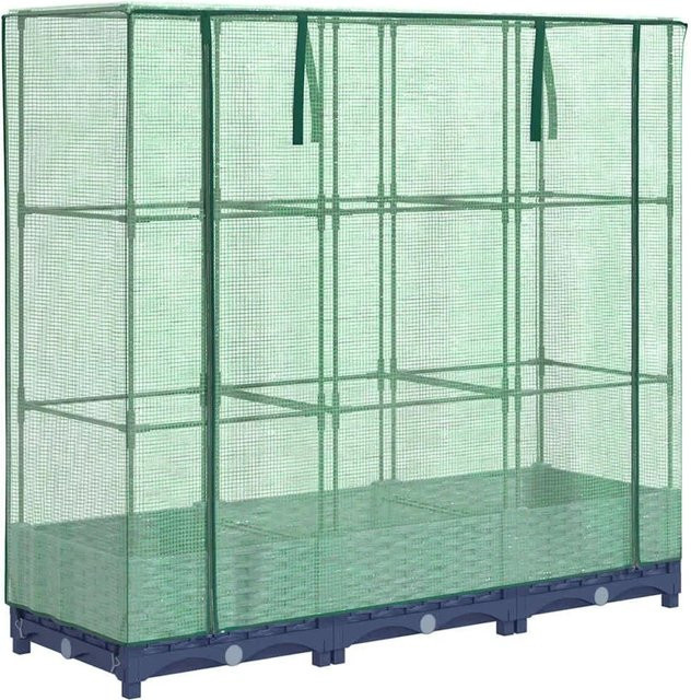 Furnicato Hochbeet mit Gewächshausabdeckung in Blaugrau, B/T/H: 120 x 40 x 23 cm - Bild 1