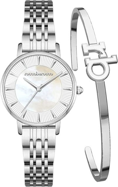 Rocco Barocco Schmuck-Set, Damenuhr, Armreif, Edelstahl, Silber, Quarz - Bild 1