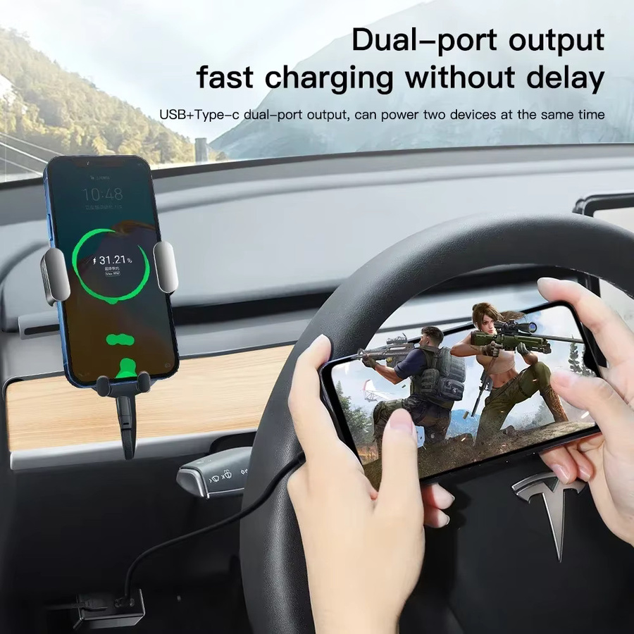Premium OBD2-Ladegerät-Hub für Tesla Model 3, Y, X und S mit USB und Typ-C Dual-Splitter in Schwarz - Bild 3