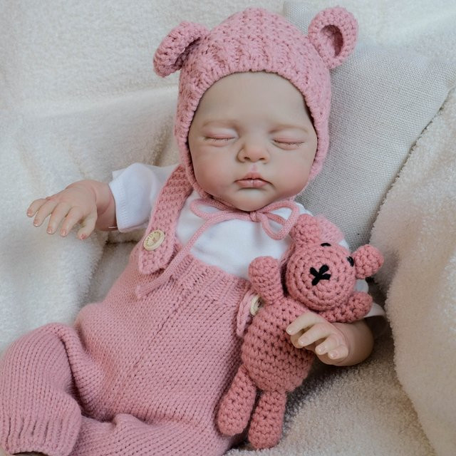 NPK Wiedergeborene Babypuppe in Pink, 45,72 cm lebensechte Sammlerpuppe mit weichem Stoffkörper und handbemalten 3D-Hautadern - Bild 1