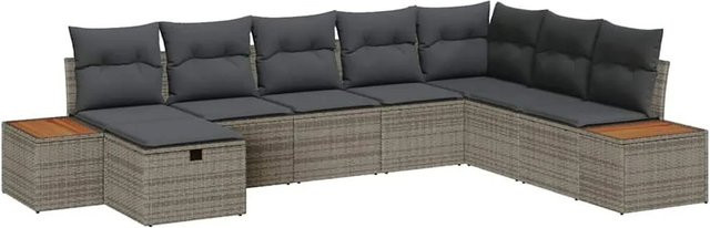 vidaXL Gartensofa-Set L-Form aus Poly-Rattan in Grau mit Kissen und integriertem Stauraum - Bild 1