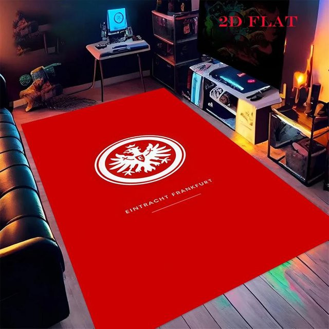 Eintracht Frankfurt Teppich in Rot, rutschfeste Bodenmatte aus Polyester für Wohnzimmer, Schlafzimmer oder Kinderzimmer, B/T: 60 x 90 cm - Bild 1