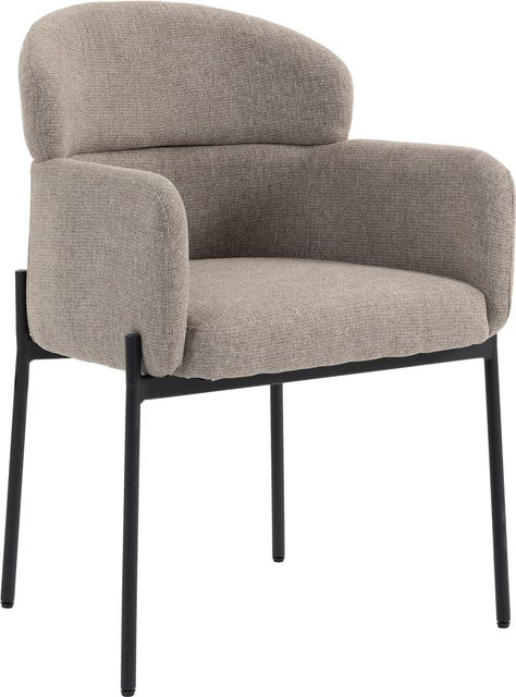 HOMCOM Loungesessel mit Chenille-Optik in Hellbraun, moderner Polster-Lesesessel mit Armlehnen und Metallbeinen für Wohnzimmer und Schlafzimmer - Bild 1