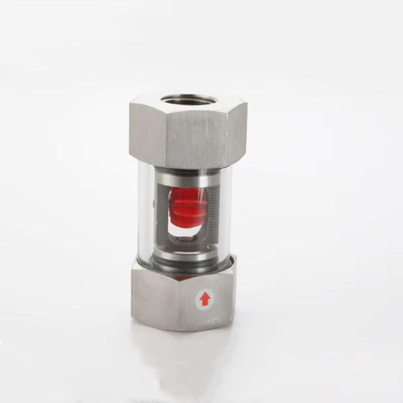 Inline Durchflussanzeige aus Edelstahl SS304 mit Laufrad und Fenstervisier für Wasser und Hydrauliköl, Farbe: Silber/Transparent, Innengewinde: 1/2" BSPT - Bild 2