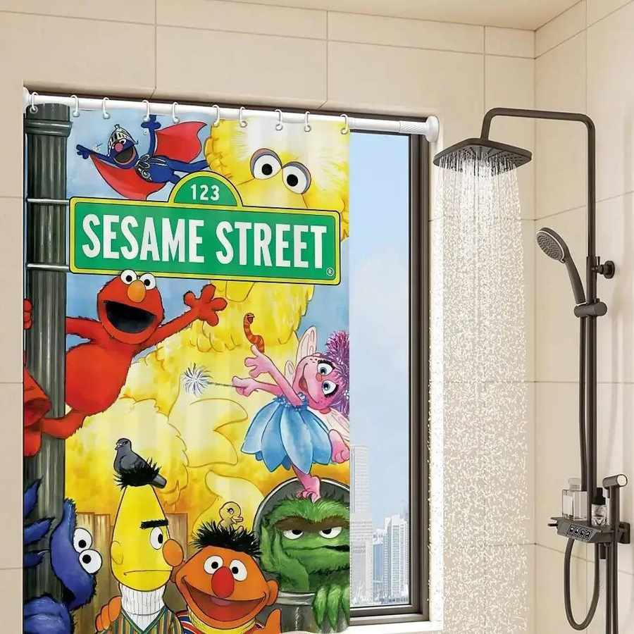 Sesamstraße Duschvorhang für Kinder, Mehrfarbig, Polyester, B/H: 180 x 180 cm - Bild 5