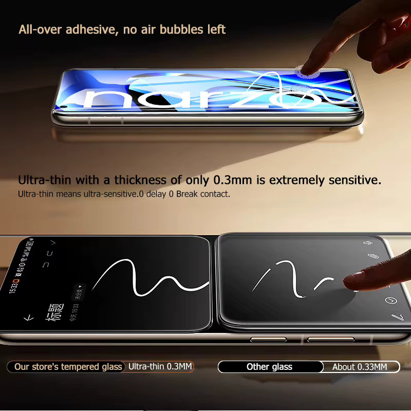 3er-Set gehärtetes Glas als Displayschutz für Realme Narzo 50 Pro und Narzo 50, transparent, HD-Schutz mit Fingerabdruck-Entsperrung - Bild 5