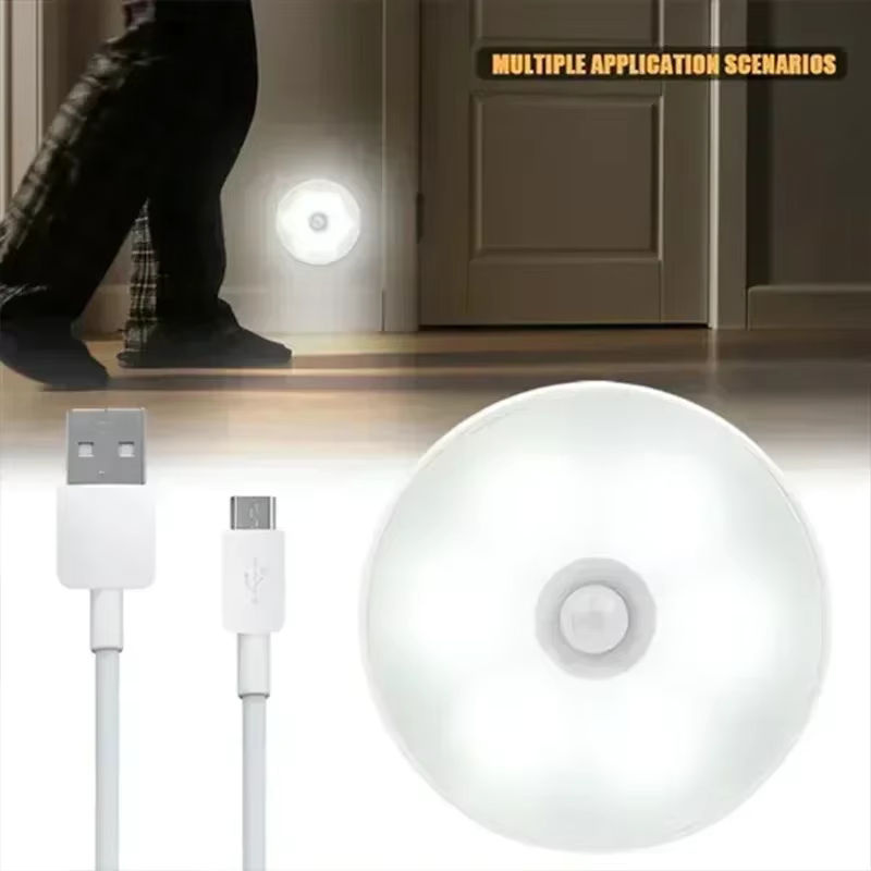 XIWANGFIRE LED Nachtlicht mit Bewegungssensor, USB aufladbare Nachtlampe mit magnetischer Basis, weiß, rund - Bild 5