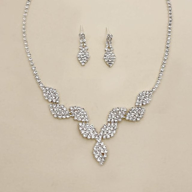 Allbestart Schmuck-Set, Halskette, Silber, Kupfer, Zirkonia, Kristall, Damen - Bild 1