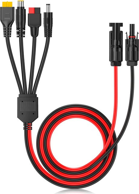 JMUYTOP 4-in-1 Solarpanel Anschluss Verlängerungskabel Splitter mit Anderson Connector DC-Adapter und XT60 Netzstecker in Schwarz - Bild 1