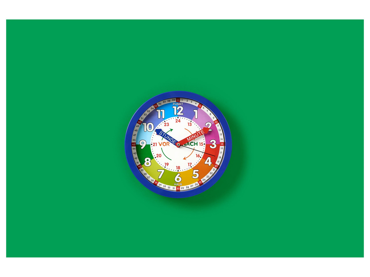 LUPILU Lern-Wanduhr analog in Blau für Kinder mit Quarzwerk und Glasfront - Bild 2