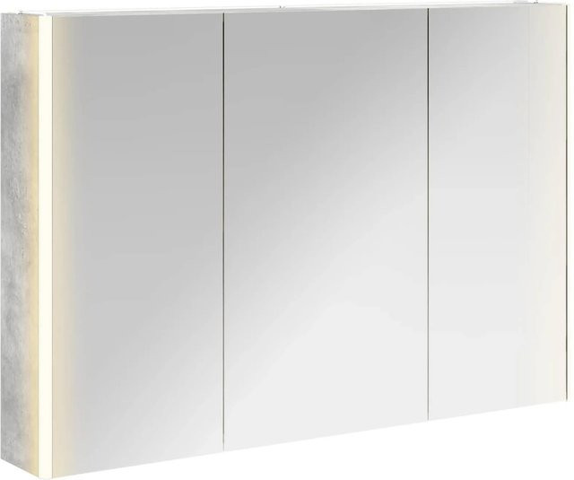 vidaXL Badezimmerspiegelschrank in Beton Grau mit LED-Beleuchtung und Glasfront, B/T/H: 70 x 15,5 x 103,5 cm - Bild 1