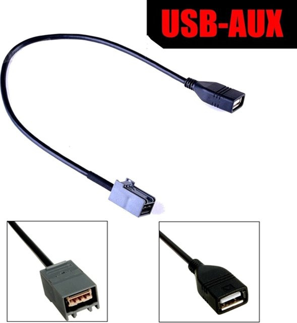 USB Kabel Adapter für Honda Civic, Jazz, CR-V, Accord und CR-Z (Baujahr 09-13) mit USB-A und 3,5 mm Klinke in Schwarz - Bild 1