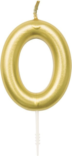 Rico Design Zahlenkerze 0 in Gold aus Paraffinwachs für Geburtstag und Jubiläum - Bild 1