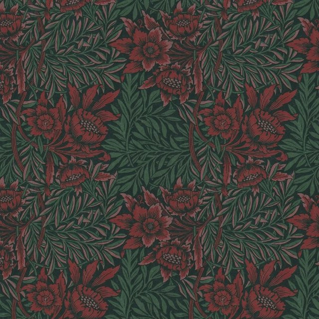 PROFHOME Blumen Tapete Floral Matt in Schwarz Grün Braun Rot Rosa, Breite: 0,53 m, Länge: 10,05 m - Bild 1