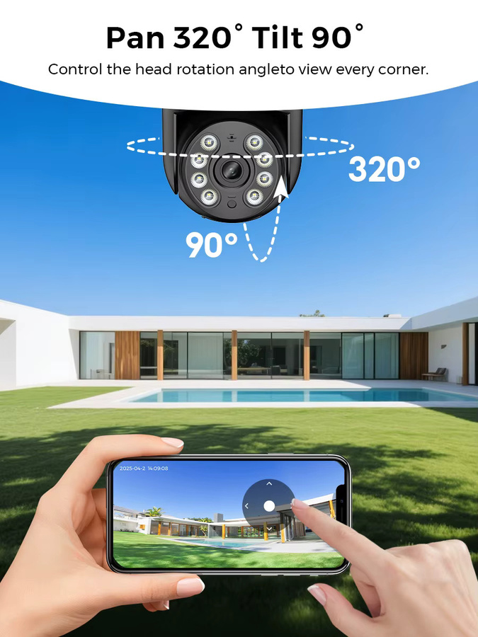Besder 8MP IP PTZ Überwachungskamera mit Auto-Tracking, Nachtsicht und Dual-Screen, WiFi CCTV Sicherheitskamera in Weiß - Bild 5