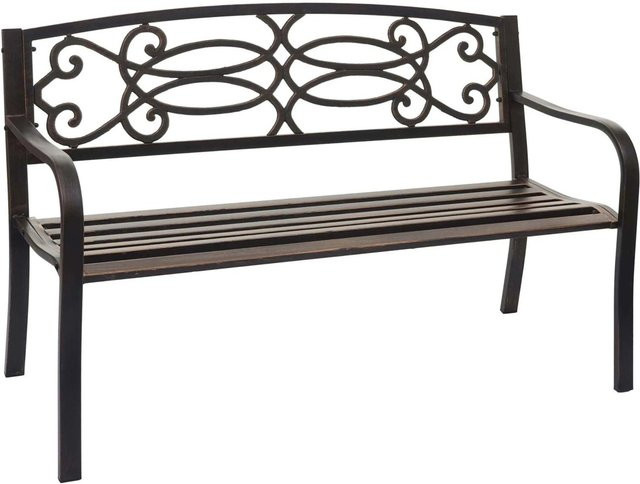 PROREGAL Gartenbank 2-Sitzer aus pulverbeschichtetem Stahl in Bronze mit Armlehnen und Lochmuster, H x B x T: 87 x 127 x 58 cm - Bild 1