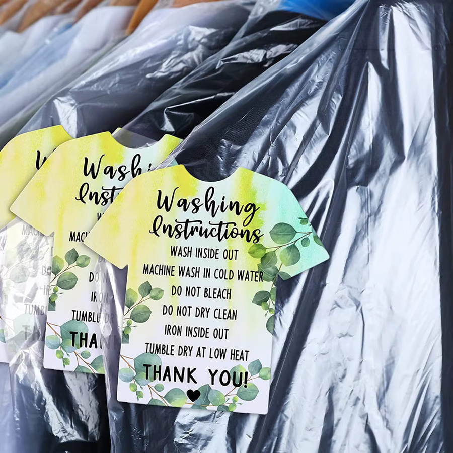 50 Stück Hemdpflegekarten aus Papier in Grün für Waschanleitungen und Kleidungsetiketten - Bild 3
