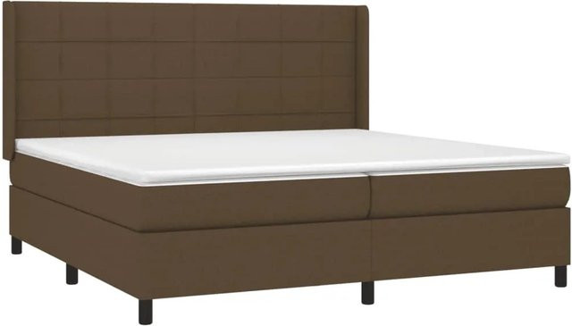 vidaXL Boxspringbett mit Matratze und LED-Unterbettbeleuchtung in Dunkelbraun und Weiß, Hybrid-Konstruktion mit Taschenfederkern und USB-Ladeport, B/T/H: 200 x 200 x 118 cm - Bild 1