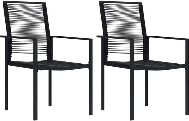 Furnicato 2er Set Gartenstühle aus PVC-Hohlrattan mit Stahlrahmen in Schwarz, B/T/H: 60 x 55 x 90 cm - Bild 1