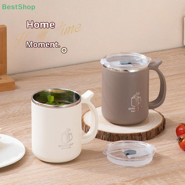 HNKMP Edelstahl-Kaffeetasse mit Griff, isolierter Wasserbecher aus doppellagigem Edelstahl, Silber, 500 ml - Bild 1