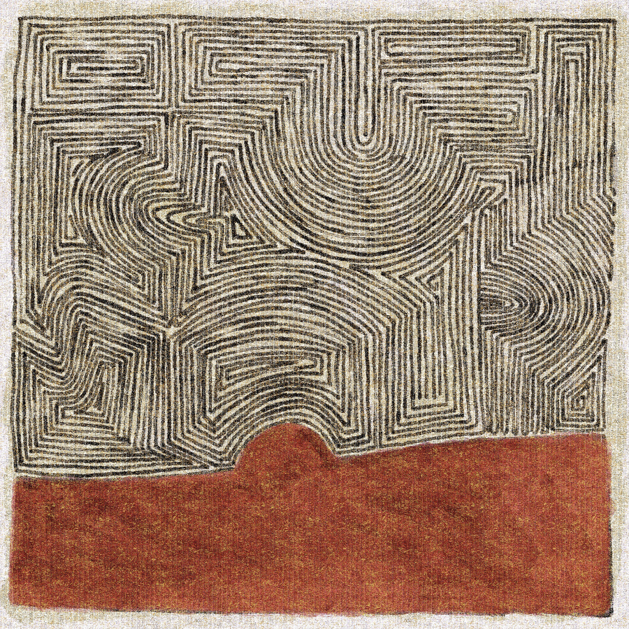 Élitis Mural Mexicas Tapete in Rot und Beige mit floralem Ethnic-Design - Bild 1