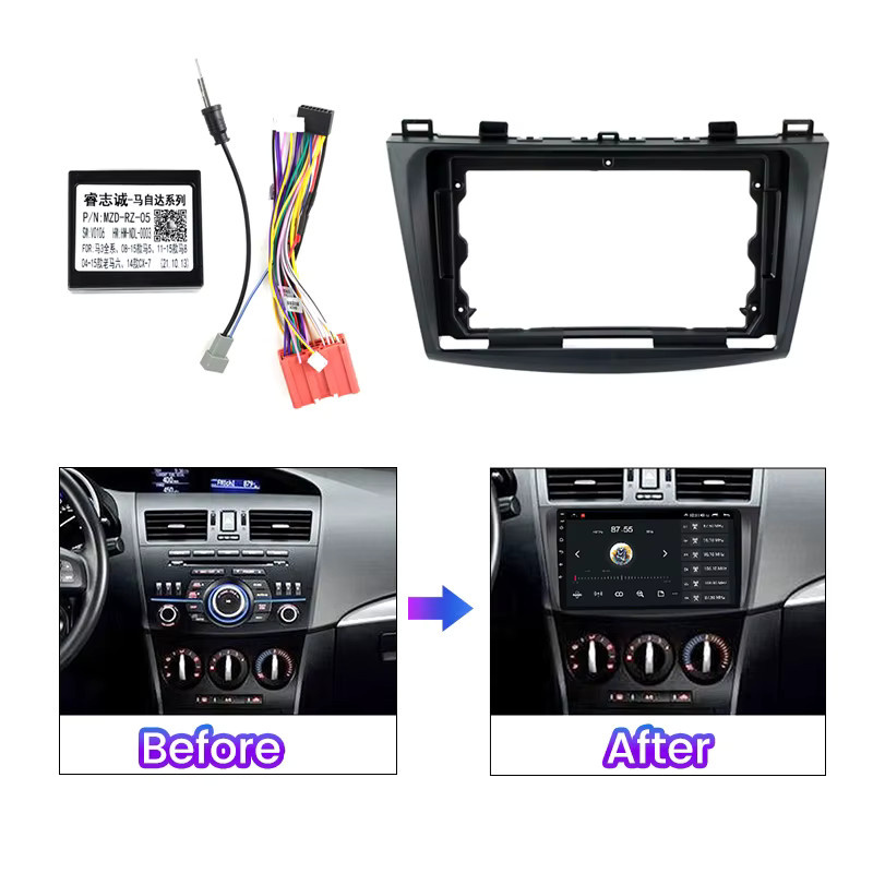 YELLOBERRY 2 DIN Radio Blende für Mazda 3 2010–2012 in Schwarz als Montage Rahmen für Stereo Panel und Dash Headunit - Bild 2