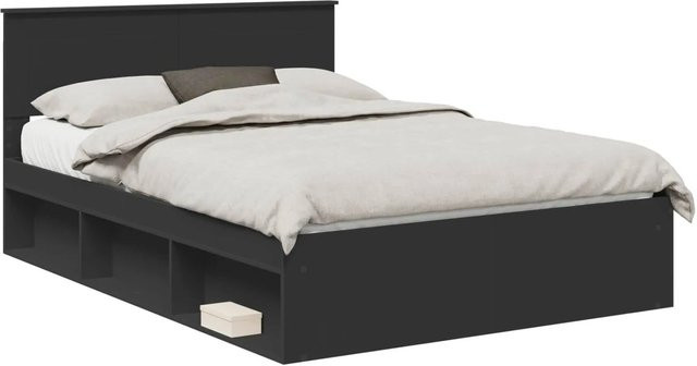 vidaXL Bettrahmen mit Kopfteil in Schwarz, modern, aus Holzwerkstoff, B/T/H: 160 x 200 x 90 cm - Bild 1