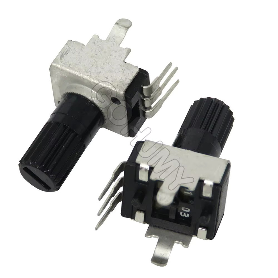 GOHJMY Einstellbares Potentiometer RV09 Vertikal mit Knopfkappe, 5 Typen (1k bis 500k Ohm), 3-Pin, Schwarz, für Arduino - Bild 3