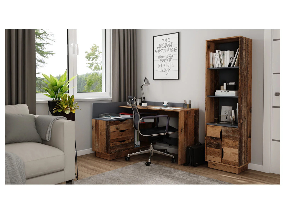 byLIVING Winkelschreibtisch BELFAST in Old Wood und Anthrazit, B: 129 cm, H: 84 cm, T: 105 cm - Bild 2