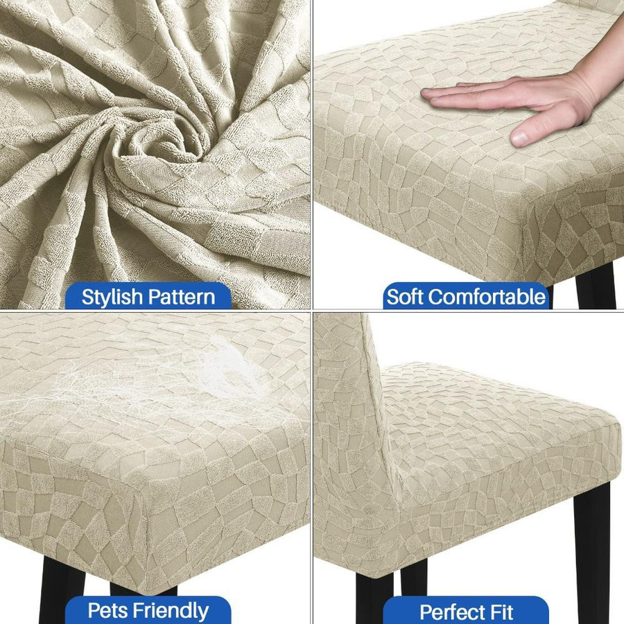 4/6 Stück Jacquard Stuhlhussen für Esszimmerstühle, Universal Möbelschutz, Waschbar, 100% Polyester - Bild 2