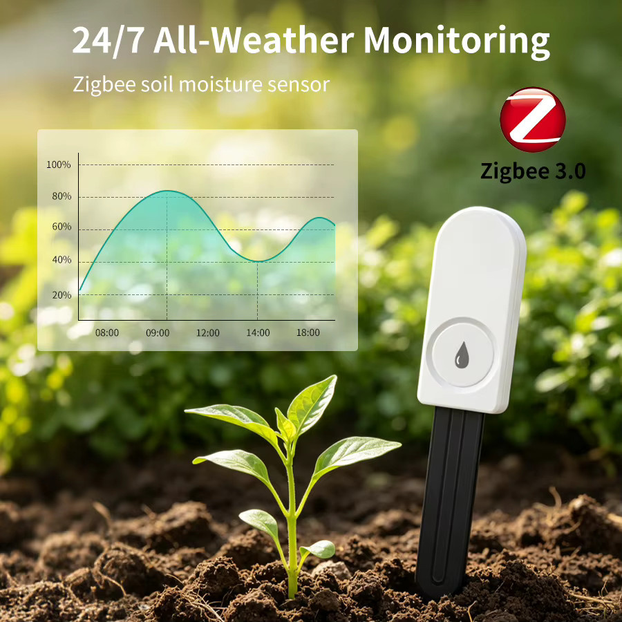GGBEE Zigbee Smart Bodentester Feuchtigkeitssensor mit Temperatur- und Feuchtigkeitsdetektor in Weiß, kompatibel mit Smart Life, 2MQTT und Home Assistant - Bild 2