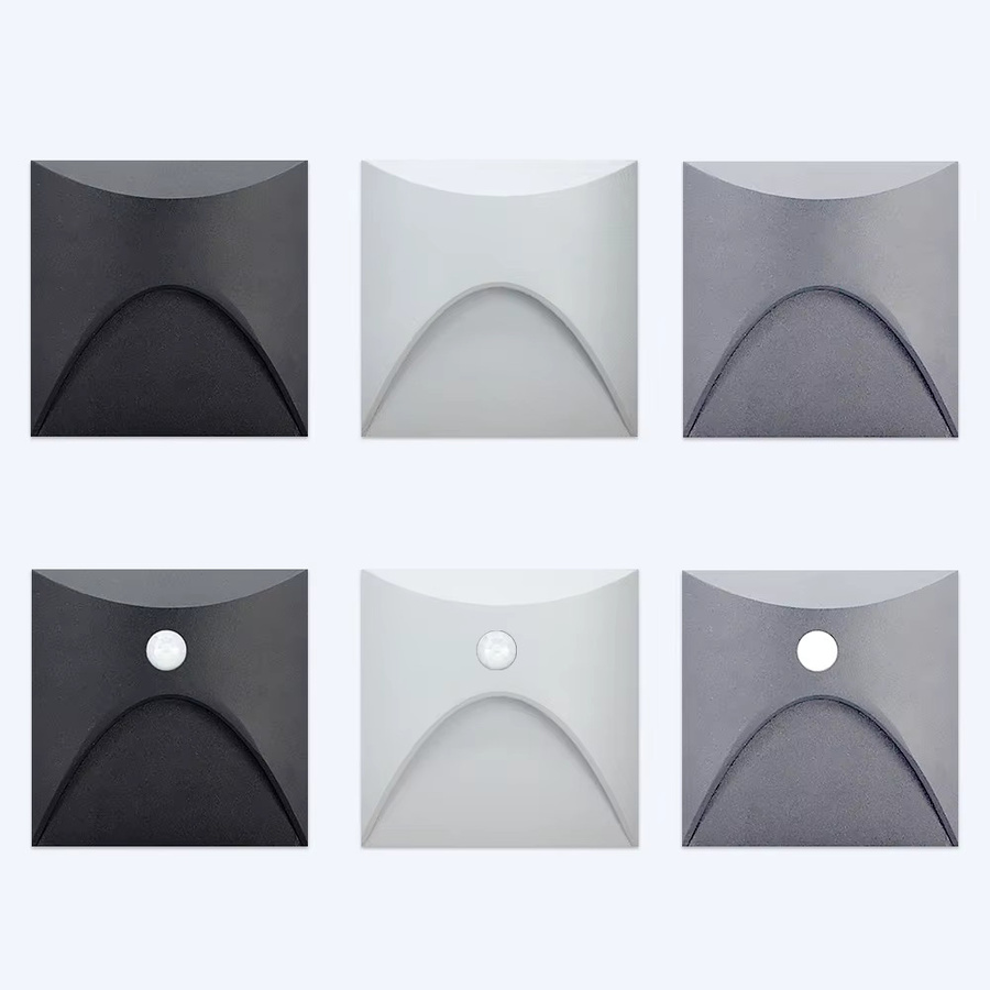 SANDIY Outdoor Wandleuchte mit Bewegungssensor, Wasserdichte IP65 Treppenbeleuchtung für Garten, Hof, Balkon und Zaun, Runde Montagebox 60 mm, Schwarz - Bild 2
