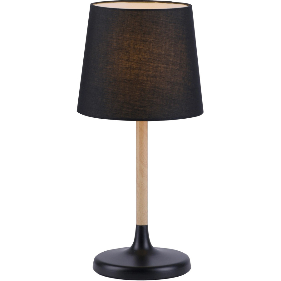 Just Light Tischleuchte Nima Schwarz mit Holz und Stoff, H x B x T: 43 x 20 x 20 cm - Bild 2