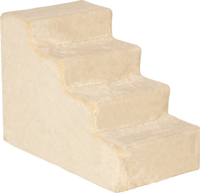 Aosom PawHut 4-stufige Haustiertreppe mit abnehmbarem Bezug aus Plüsch in Beige, B/T/H: 60 x 35 x 44 cm - Bild 1