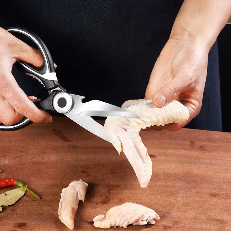 GIANXI Multifunktionale Küchenschere aus Edelstahl in Silber und Schwarz als Knochenschere für Geflügel und Fisch - Bild 3