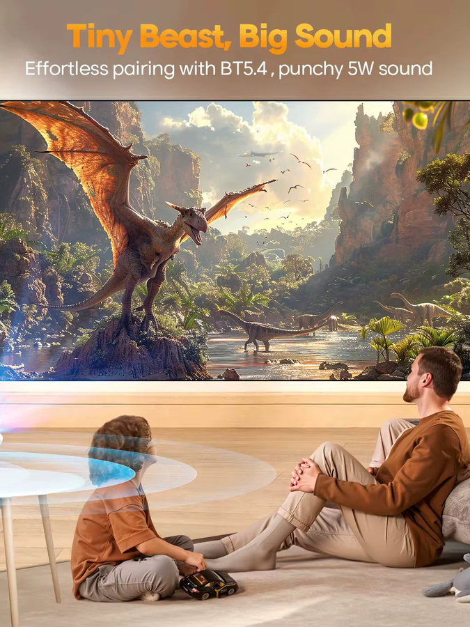 Magcubic HY300Max Tragbarer Outdoor-Projektor mit Android 14, Auto-Fokus, 400 ANSI, 8K Unterstützung, Native 4K, 720P, Wifi6 und Bluetooth 5.4 in Weiß - Bild 5