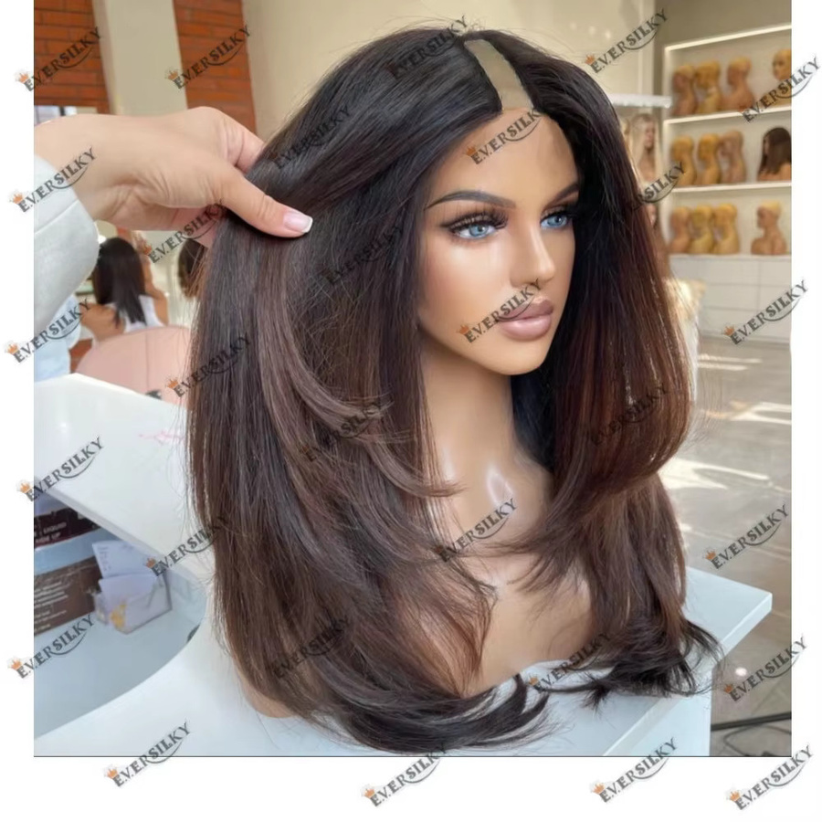 Eversilky Haarverlängerung Perücke aus echtem Haar, Schokoladenbraun, Damen - Bild 2