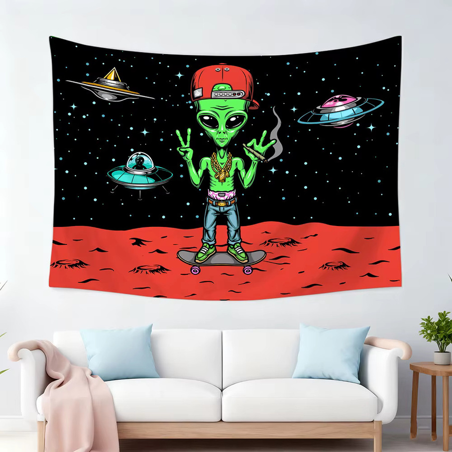 RoarGosh Hip-Hop Alien Skater Wandteppich mit Weltraum-Motiv in Multicolour - Bild 2