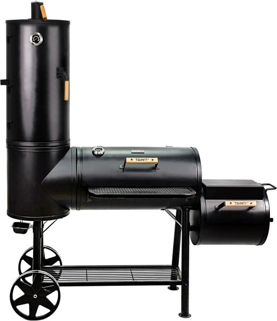 Taino Chief BBQ Smoker Grillkamin mit Holzkohle und Temperaturanzeige aus 3,5mm Stahl - Bild 1
