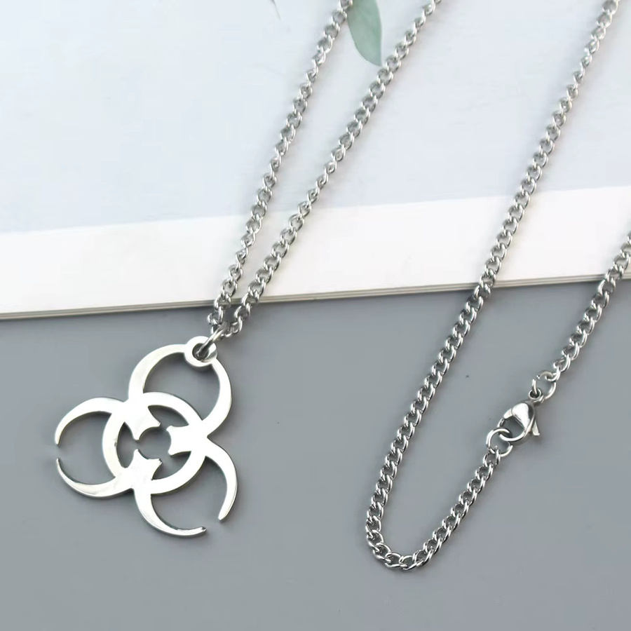 YiYuYiHua Anhänger-Halskette, Edelstahl, Silber, Unisex - Bild 4