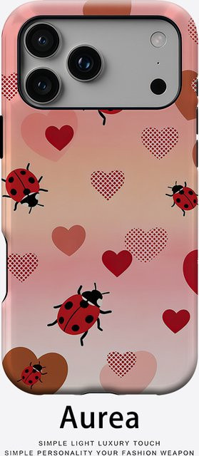 Aurea Case Matte Bumper MagSafe Schutzhülle für iPhone 17 16 15 14 13 Pro Max Pink Ladybug Herz - Bild 1