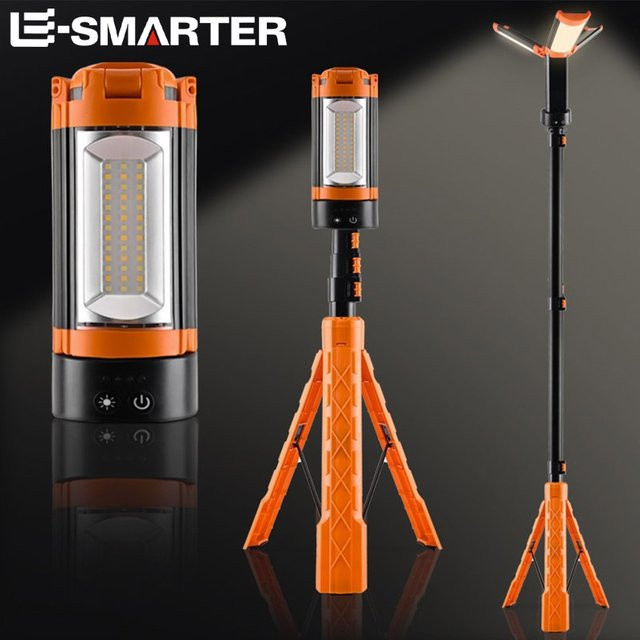 ESMARTER LED Camping Notfall Taschenlampe mit Halterung und Magnet, Schwarz, 4 Modi - Bild 1