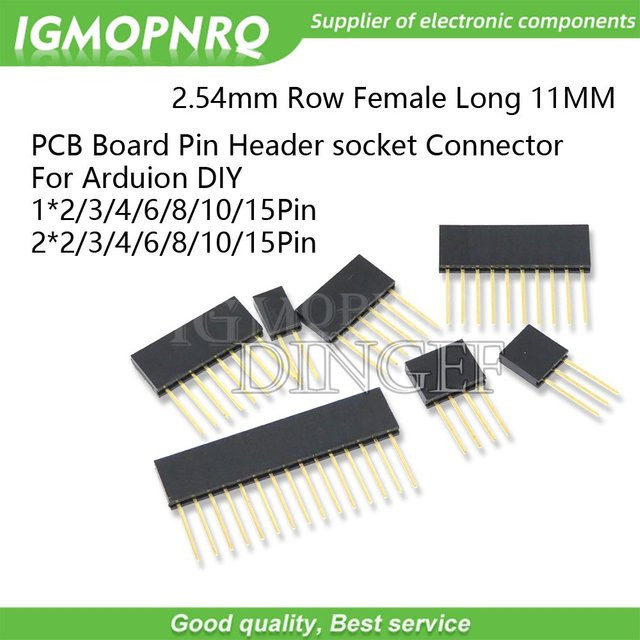 10 Stück Female Header Pin 2,54mm mit langen Beinen für Arduino Shield Anschluss, Farbe: Schwarz - Bild 1
