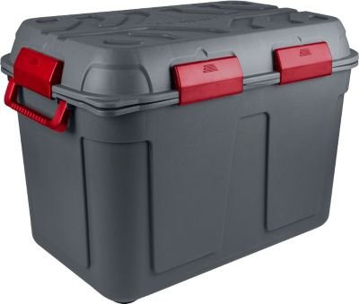 Sunware Q-LINE Aufbewahrungsbox mit Rollen und Griffen, 160l, wasserdicht, anthrazit/rot, B: 54,5 cm, T: 79 cm, H: 54,5 cm - Bild 1