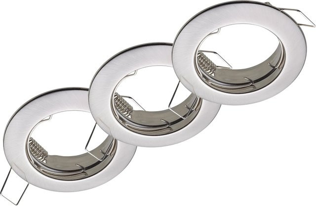Oktaplex 3er Set Einbauspot Sedan für LED-Module, runde Deckenstrahler in Edelstahloptik Silber, GU10 - Bild 1